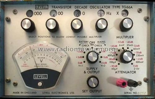 Transistor Decade Oscillator TG-66A; Levell Electronics (ID = 2775263) Equipment