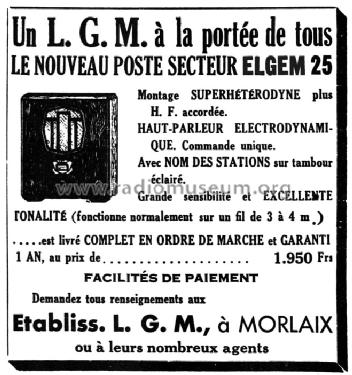 Elgem 25 ; LGM L.G.M., Le (ID = 1830833) Radio