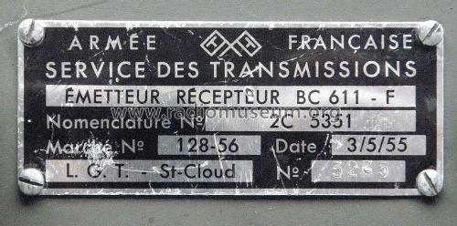 Émetteur-Récepteur BC611-F ; LGT, Laboratoire Gén (ID = 1834241) Commercial TRX