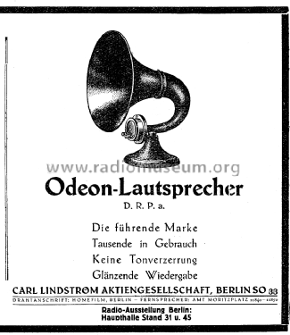 Odeon-Lautsprecher ; Lindström, Carl; (ID = 1375930) Speaker-P