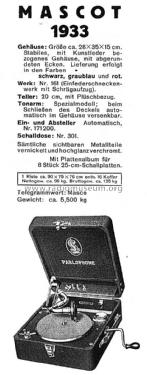Parlophon Mascot 1933; Lindström, Carl; (ID = 3122360) TalkingM