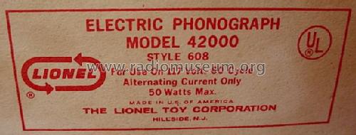 Electric Phonograph 42000 Style 608; Lionel Toy (ID = 1042569) Ton-Bild