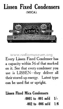 Fixed Condensers ; Lissen Ltd.; London (ID = 1301160) Radio part