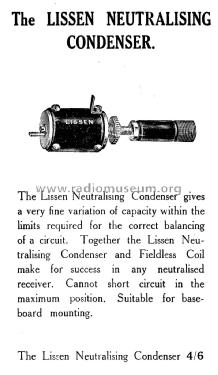 Neutralising Condenser ; Lissen Ltd.; London (ID = 1300767) Radio part