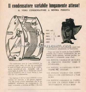 Variable Capacitor ; Lissen Ltd.; London (ID = 2694981) Radio part