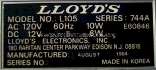 L105 Series 744A; Lloyd's Electronics; (ID = 1190643) TV Radio