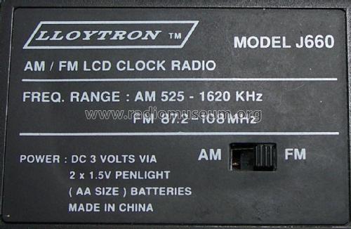 AM/FM LCD Clock Radio J660; Lloytron, Hong Kong (ID = 2165269) Radio