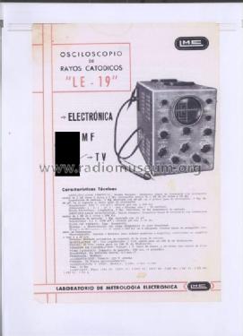 Osciloscopio LE-19; LME Laboratorio de (ID = 1891327) Equipment