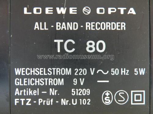 Allbandrecorder TC80 51209; Loewe-Opta; (ID = 2238891) Radio