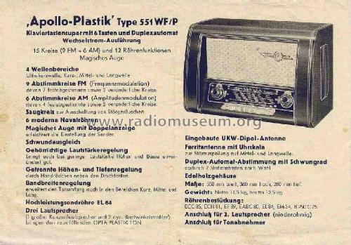 Apollo Plastik 551P; Loewe-Opta; (ID = 110929) Radio