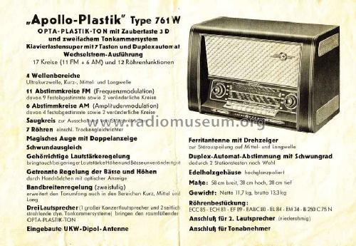 Apollo Plastik 761W; Loewe-Opta; (ID = 1316341) Radio