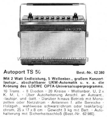 Autoport TS50 62 380; Loewe-Opta; (ID = 1022517) Radio