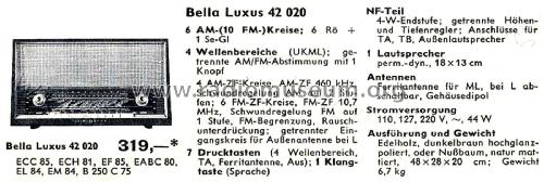 Bella Luxus 42020; Loewe-Opta; (ID = 2576810) Radio