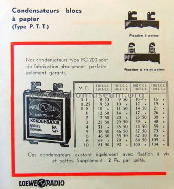 Blockkondensatoren Papier PC 200; Loewe-Opta; (ID = 2382903) Radio part