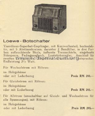 Botschafter W; Loewe-Opta; (ID = 1340792) Radio