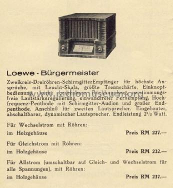 Bürgermeister GW; Loewe-Opta; (ID = 1340787) Radio