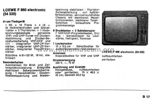 F860 electronic 54330; Loewe-Opta; (ID = 2554691) Television