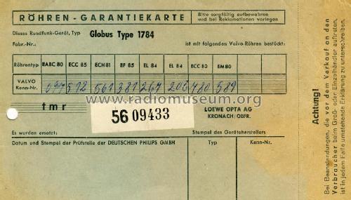 Globus 1784W; Loewe-Opta; (ID = 1839826) Radio