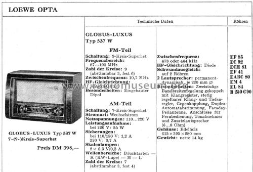 Globus Luxus 537W; Loewe-Opta; (ID = 1854623) Radio