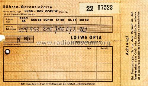 Luna-Box 2742W; Loewe-Opta; (ID = 1728636) Radio