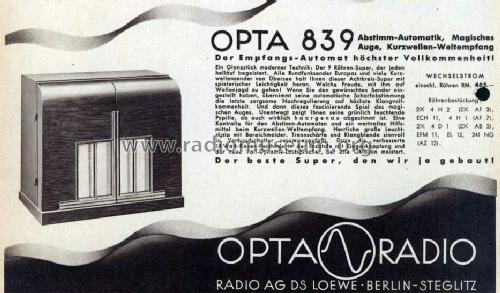 Opta 839W; Loewe-Opta; (ID = 447751) Radio