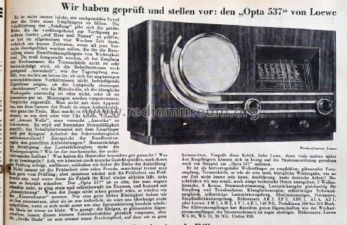 Opta 'Schlittschuh' 537GW; Loewe-Opta; (ID = 2758315) Radio