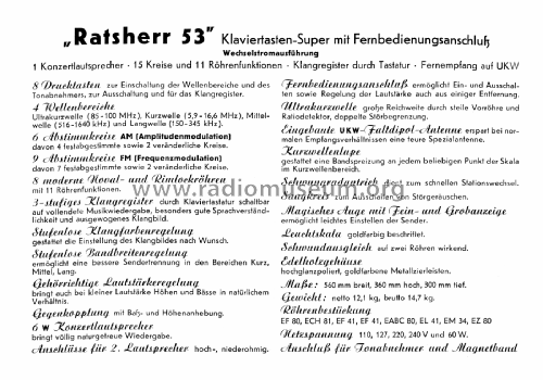 Ratsherr 53 1553W; Loewe-Opta; (ID = 2521245) Radio