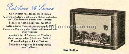 Ratsherr 54 Luxus 1654W; Loewe-Opta; (ID = 726468) Radio