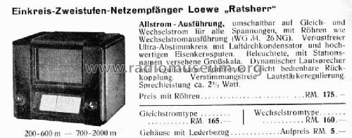 Ratsherr GW; Loewe-Opta; (ID = 2673849) Radio