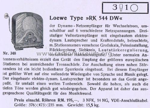 RK544D ; Loewe-Opta; (ID = 1807496) Radio