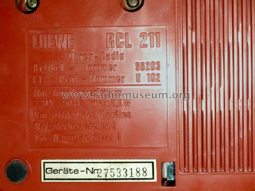Sweet Clock RCL 211/ 55203; Loewe-Opta; (ID = 553544) Radio