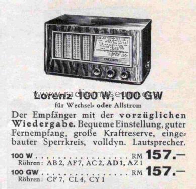 100W; Lorenz; Berlin, (ID = 2817432) Radio