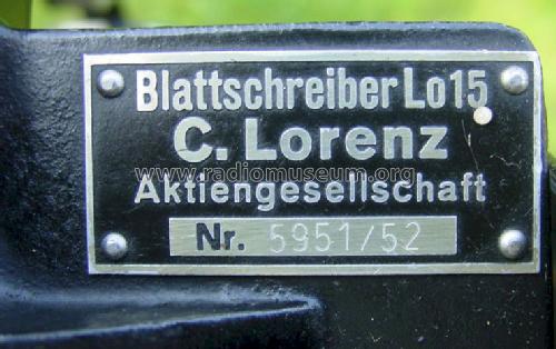 Blattschreiber Lo 15; Lorenz; Berlin, (ID = 1067173) Morse+TTY