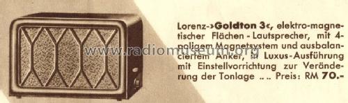 Goldton 3 ZLFK129 / ZLFG129; Lorenz; Berlin, (ID = 1268224) Parlante