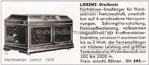 Hochmeister DKrE530W; Lorenz; Berlin, (ID = 410) Radio