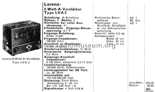 LVA2; Lorenz; Berlin, (ID = 2679758) Ampl/Mixer