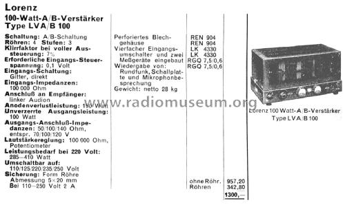 LVA/B100; Lorenz; Berlin, (ID = 2679940) Ampl/Mixer