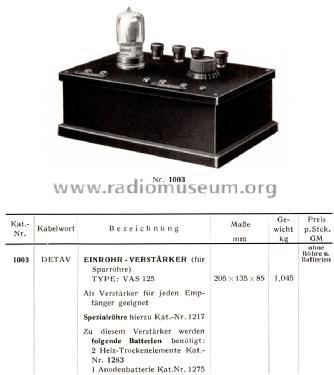 Einrohr-Verstärker VAS 125; Lorenz; Berlin, (ID = 1679911) Ampl/Mixer