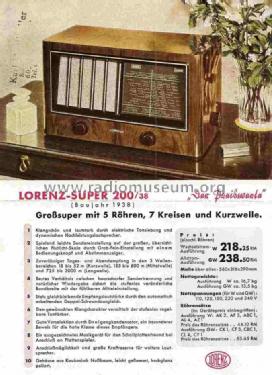 Super 200/38W; Lorenz; Berlin, (ID = 706931) Radio
