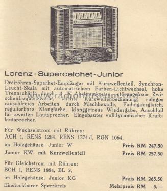 Supercelohet Junior KG ; Lorenz; Berlin, (ID = 1341788) Radio