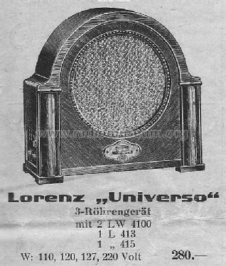 Universo NELWU329W; Lorenz; Berlin, (ID = 1254154) Radio