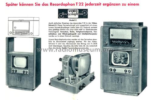 Video Recordophone Schrank K Ch= T22 und Weltspiegel 53K; Lorenz; Berlin, (ID = 2392738) TV-Radio