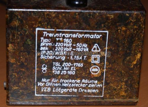 Trenntransformator TT160; Lötgeräte Dresden; (ID = 1799882) Equipment