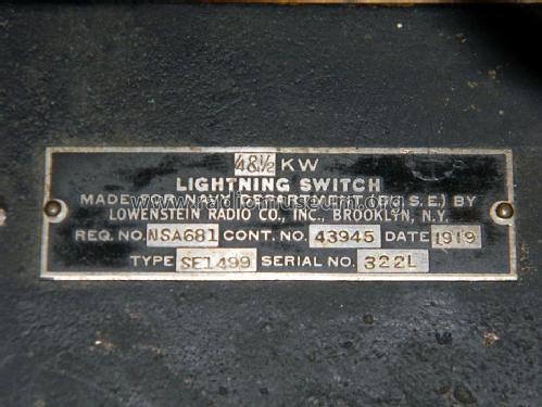 Lightning Switch SE1499; Lowenstein Radio (ID = 1111389) Radio part