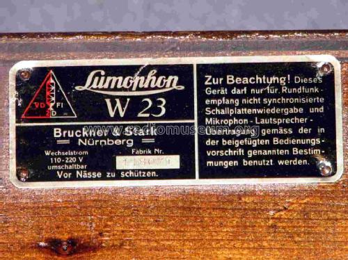 W23; Lumophon, Bruckner & (ID = 717998) Radio