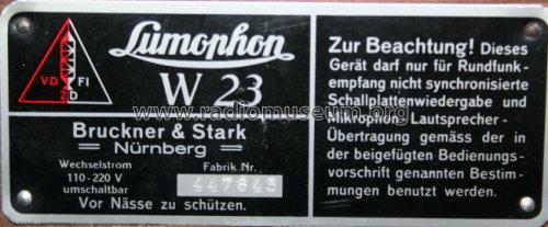 W23; Lumophon, Bruckner & (ID = 757145) Radio