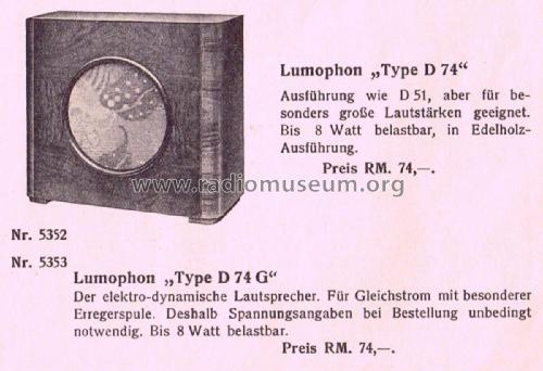 D74; Lumophon, Bruckner & (ID = 1808260) Speaker-P