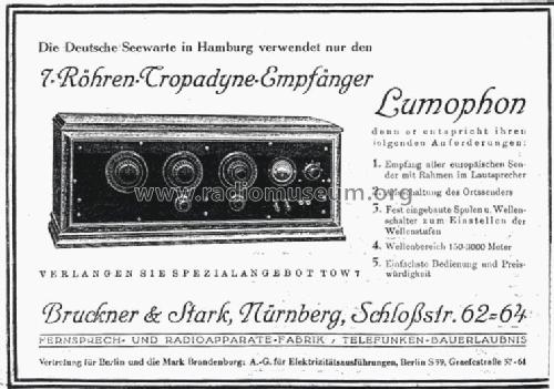 Tropadyne TOW7; Lumophon, Bruckner & (ID = 3869) Radio