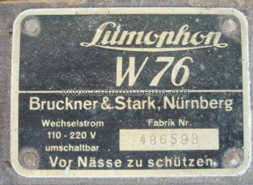 W76; Lumophon, Bruckner & (ID = 2927473) Radio