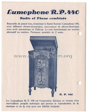 RP440; Lumophone Belgique; (ID = 2280385) Radio